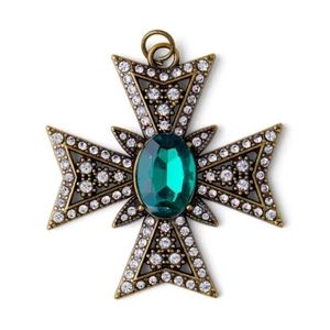 Antique emerald cross pendant